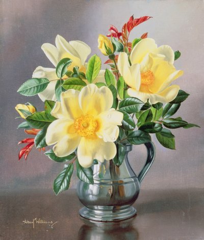 AB96 Yellow Roses in a Tankard by Albert Williams